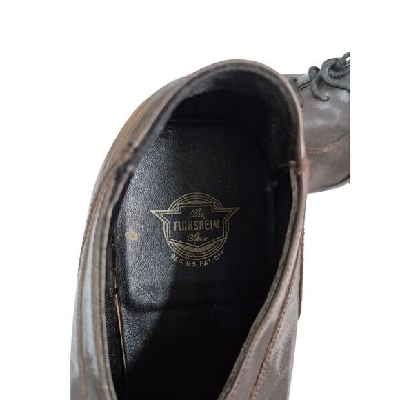 Vtg Florsheim Gray Leather Cap Toe Dress Shoe Flexible Insole Laceup Sz 11.5 - Picture 5 of 7